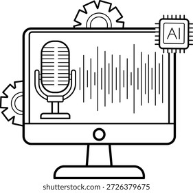 Concepto de Generador de voz de IA, composición de señales de audio y voz para comprender y procesar el diseño de íconos de Vector de voz humana, automatización de IA