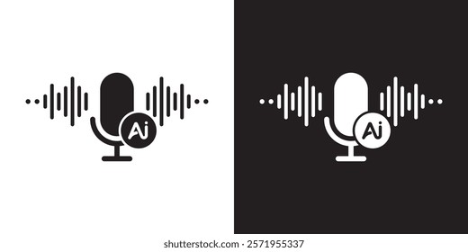 Ai voice generator icon. Voice generated by AI learning. Artificial intelligence technology. Icon element for application and web. Vector illustration.