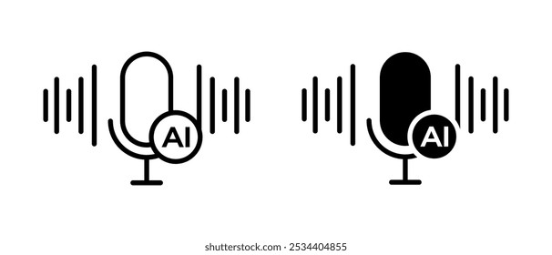 Conjunto de Vectores de iconos de generador de voz Ai. Inteligencia artificial protagoniza Botones App