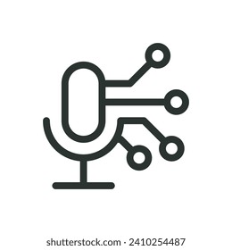 AI voice generator isolated icon, AI speech recognition vector icon with editable stroke