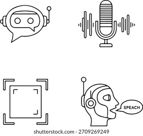 Iconos de Tecnología de reconocimiento de voz y IA