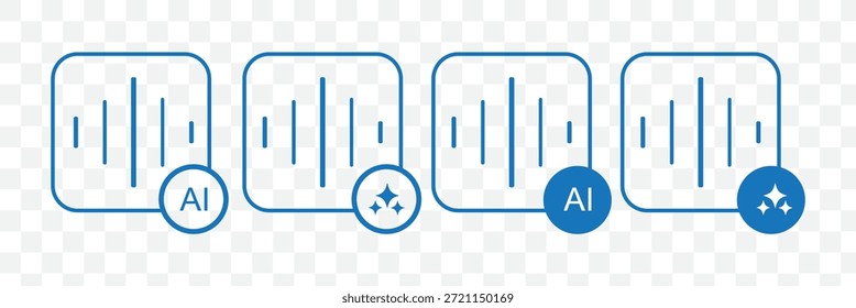 Conjunto de iconos de altavoz de voz AI. Símbolos de Tecnología de sonido y comunicación