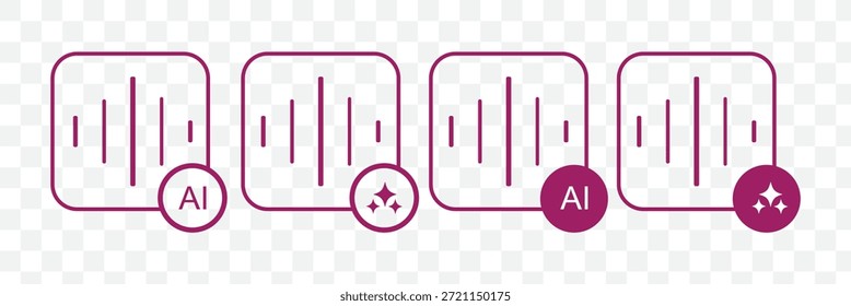 Conjunto de iconos de altavoz de voz AI. Símbolos de Tecnología de sonido y comunicación