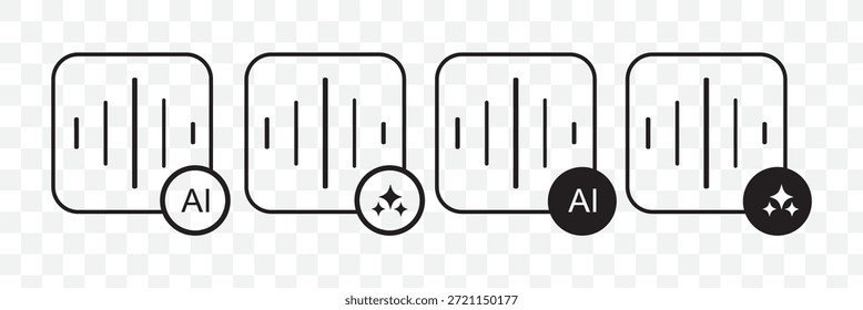 Conjunto de iconos de altavoz de voz AI. Símbolos de Tecnología de sonido y comunicación