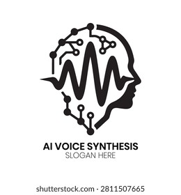 AI Voice Synthesis logo features a sound wave pattern forming a brain structure to highlight the intelligence behind voice processing technology. This innovative, futuristic design is perfectly tailored for AI speech laboratories, neural network researchers, virtual assistant brands, or software companies prioritizing cutting-edge audio solutions and seeking a unique visual identity that blends biological and digital elements.