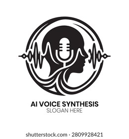 AI Voice Synthesis logo. This design features sound wave frequencies shaped into a central speech symbol, representing vocal technology and artificial intelligence. It presents a professional structure for a corporate identity, perfect for voice recognition startups, AI research labs, or communication platforms desiring a clean, modern business logo that conveys auditory innovation and natural interaction.