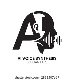 AI Voice Synthesis logo utilizes a stylized profile integrated with sound frequencies to represent advanced natural language processing. This dynamic, modern design is well-suited for voice-over technology providers, virtual assistant developers, automated communication services, or AI labs that specialize in high-quality speech rendering and want to communicate precision, connectivity, and technological sophistication.