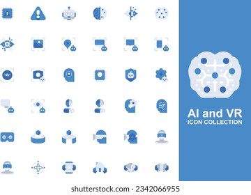 Ai Vr icon vector set. Ai Vr icon set. Ai Vr flat icon collection. Editable icon vector
