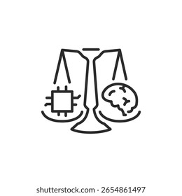 Ícone AI vs Equilíbrio Humano. Ícone de Inteligência Artificial Simples vs Equilíbrio Humano para mídia social, aplicativo e web design. Ilustração vetorial