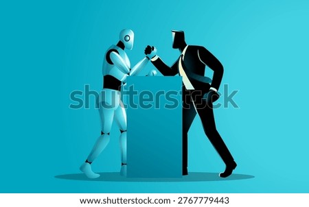 AI vs Human Competition Arm Wrestling Robot Replacing Jobs Business Concept