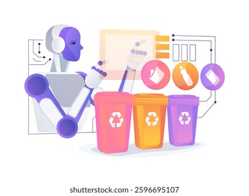 AI Waste Sorting and Recycling abstract concept vector illustration. Municipalities employ AI to improve waste sorting and recycling processes. abstract metaphor.