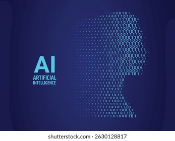 
AI web tech binary code concept wallpaper with glowing human head