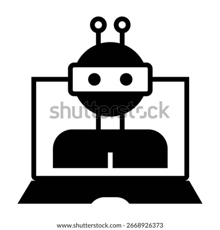 AI Webinar Icon – Online Learning Robot Assistant Symbol