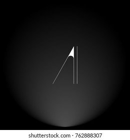 AI White thin minimalist LOGO Design with Highlight on Black Background.