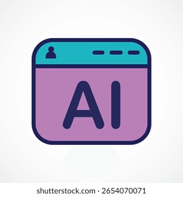 AI Window Interface icon, Software UI Symbol Representing Artificial Intelligence and Digital Interaction, Symbol,  color logo illustration. Vector graphics for Presentation and other