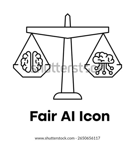 AI Without Bias and Fair Decision-Making Icon with editable stroke