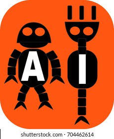AI Word logo conceptual Illustration. Artificial Intelligence text isolated flat vector. Transparent.
