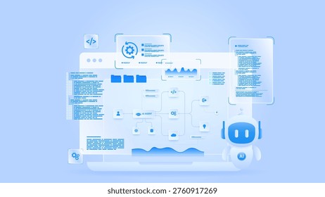 AI workflow automation artificial intelligence. ai agent automation dashboard machine learning with processing flow, data analytic, coding and automation system.