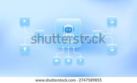 AI workflow automation artificial intelligence. ai agent network connecting data and solutions for efficient business automation and insights.