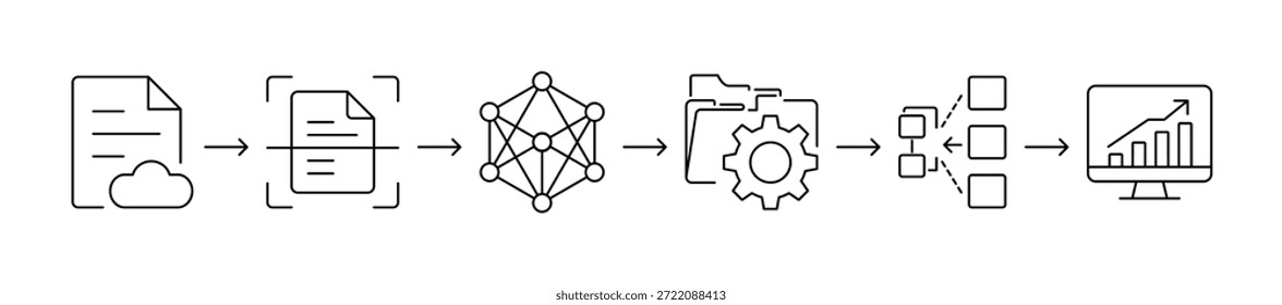 Diagrama de automatización del flujo de trabajo de IA con procesamiento y análisis de datos