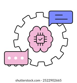 Icono de optimización del flujo de trabajo de IA. Representación del ajuste del flujo de trabajo del sistema. Optimización de procesos de IA. Gestión del flujo de trabajo de aprendizaje automático. Automatización de tareas. Vector Icono editable.