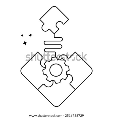 AI Workflow Puzzle Icon Design. Representing AI Workflow. Puzzle Integration. Automation. Problem Solving. Vector icon.