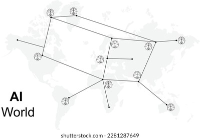 AI World Infographics with Brains connected