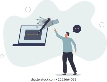 AI writing and artificial intelligence text typing tool.flat characters.