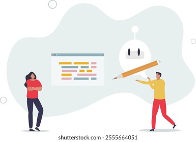 AI writing and artificial intelligence usage for content creation .flat characters.