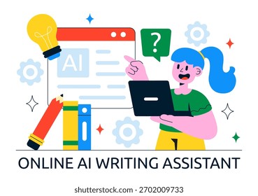AI Writing Assistant Illustration with Artificial Intelligence Technology For Translation, Chatbot Interaction, Code Generation, And Article Writing