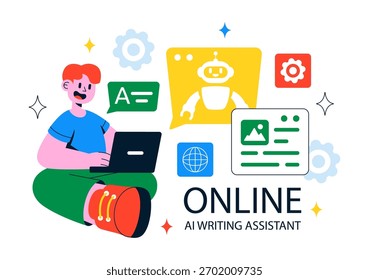 AI Writing Assistant Illustration with Artificial Intelligence Technology For Translation, Chatbot Interaction, Code Generation, And Article Writing