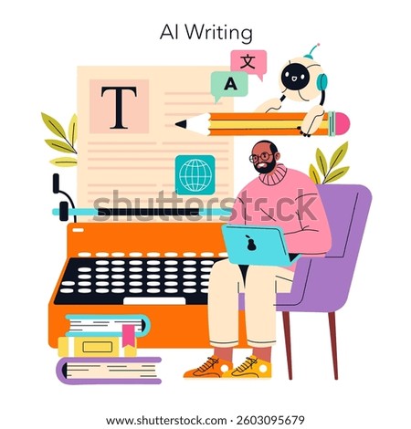 AI writing merges traditional methods with modern technology. A creative enthusiast engages with various writing tools and concepts, exploring the intersection of imagination and artificial