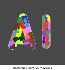 Ai. ai writing with multicolored shapes concept art