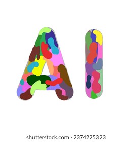 Ai. ai-Schrift mit mehrfarbigen Formen Concept Art