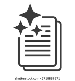 AI Writing Prompt and Document Editing Vector Icon Silhouette Illustration
