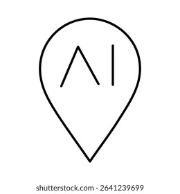 AI Zone Pointer Line Icon. Editable Stroke. Pin, Navigation, Direction, Marker Icons Vector Illustration