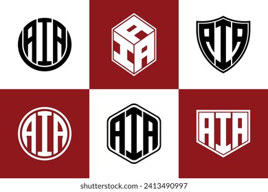 AIA initial letter geometric shape icon logo design vector. monogram, lettermark, circle, polygon, shield, symbol, emblem, elegant, abstract, wordmark, sign, art, typography, icon, geometric, shape