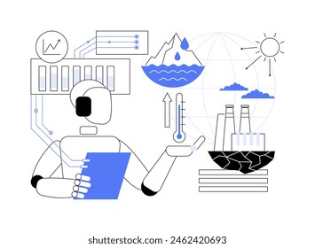 AI-Analyzed Climate Change abstract concept vector illustration. Environmental Management. Climate change data, model future scenarios, develop climate action strategies. abstract metaphor.