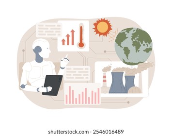 AI-Analisado Mudança Climática conceito abstrato vetor ilustração. Gestão Ambiental. Dados de mudanças climáticas, modelar cenários futuros, desenvolver estratégias de ação climática. metáfora abstrata.