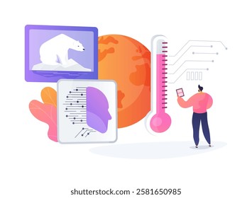 AI-Analyzed Climate Change abstract concept vector illustration. Environmental Management. Climate change data, model future scenarios, develop climate action strategies. abstract metaphor.