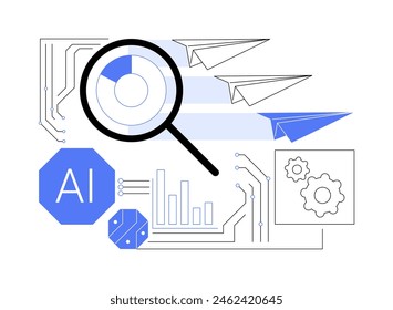 AI-Analyzed Competitor Analysis abstract concept vector illustration. Public Relations. Analyze and benchmark PR strategies against competitors with AI tools. AI Technology. abstract metaphor.