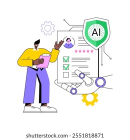 AI-Analizado Cliente Comportamiento Ilustración vectorial de concepto abstracto. Seguro. Análisis de comportamiento y preferencias de los asegurados, ofertas de seguros personalizados. AI Tecnología. metáfora abstracta.