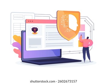 AI-Analyzed Customer Behavior abstract concept vector illustration. Insurance. Policyholders behavior and preferences analysis, personalized insurance offers. AI Technology. abstract metaphor.