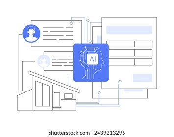 AI-Analyzed Customer Feedback abstract concept vector illustration. Real Estate. Gathering and analyzing customer feedback and reviews. Improving reputation. AI Technology. abstract metaphor.
