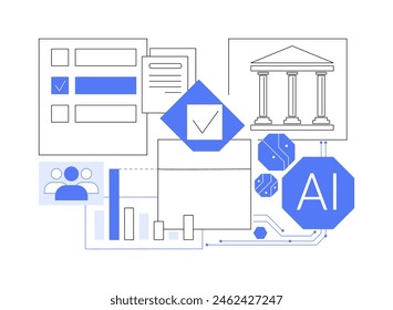 AI-Analyzed Electoral Systems abstract concept vector illustration. Government and Public Services. Election security and transparency with AI-powered voting systems. abstract metaphor.