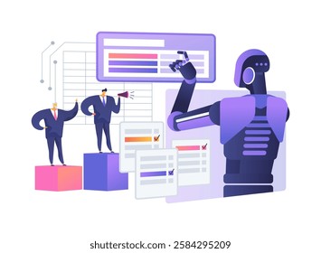 AI-Analyzed Electoral Systems abstract concept vector illustration. Government and Public Services. Election security and transparency with AI-powered voting systems. abstract metaphor.