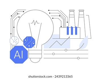 Ilustración abstracta del vector del concepto de consumo de energía analizado por IA. Fabricación. Análisis de patrones de consumo de energía, reducción de costos e impacto ambiental. Tecnología AI. metáfora abstracta.