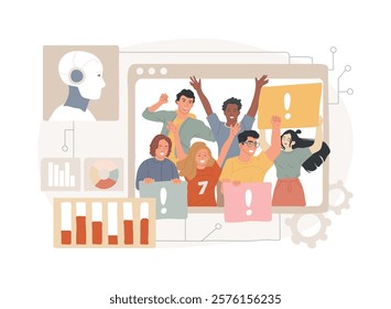 AI-Analyzed Fan Behavior abstract concept vector illustration. Sports Analytics. Analyze fan preferences and behaviors for targeted marketing and engagement. AI Technology. abstract metaphor.