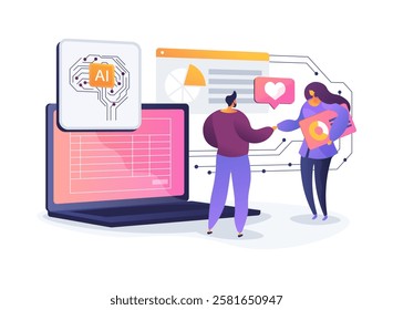 AI-Analyzed Impact Reporting abstract concept vector illustration. Nonprofit and Social Impact. Create impact reports for donors and stakeholders with AI-generated insights. abstract metaphor.