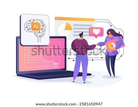 AI-Analyzed Impact Reporting abstract concept vector illustration. Nonprofit and Social Impact. Create impact reports for donors and stakeholders with AI-generated insights. abstract metaphor.